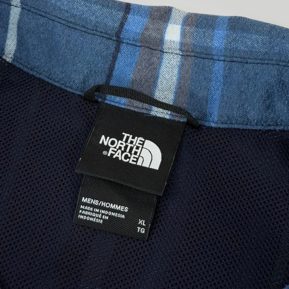 The North Face Brushwood Pro Shirt Mens XL Blue Plaid Stretch Fishing